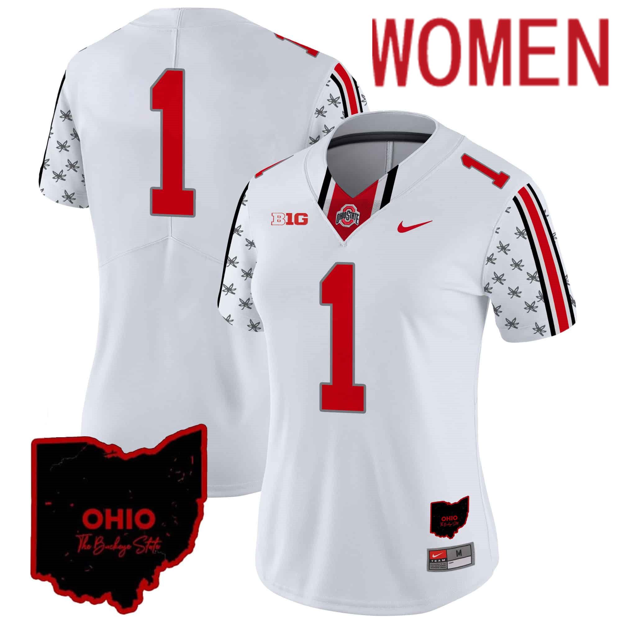 Women Ohio State Buckeyes #1 No Name White 2024 Nike Home Patch Vapor Limited NCAA Jersey